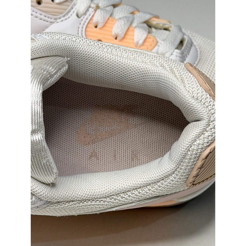 Nike Women’s Air Max 90 Sneakers in White and Peach - Picture 7 of 9